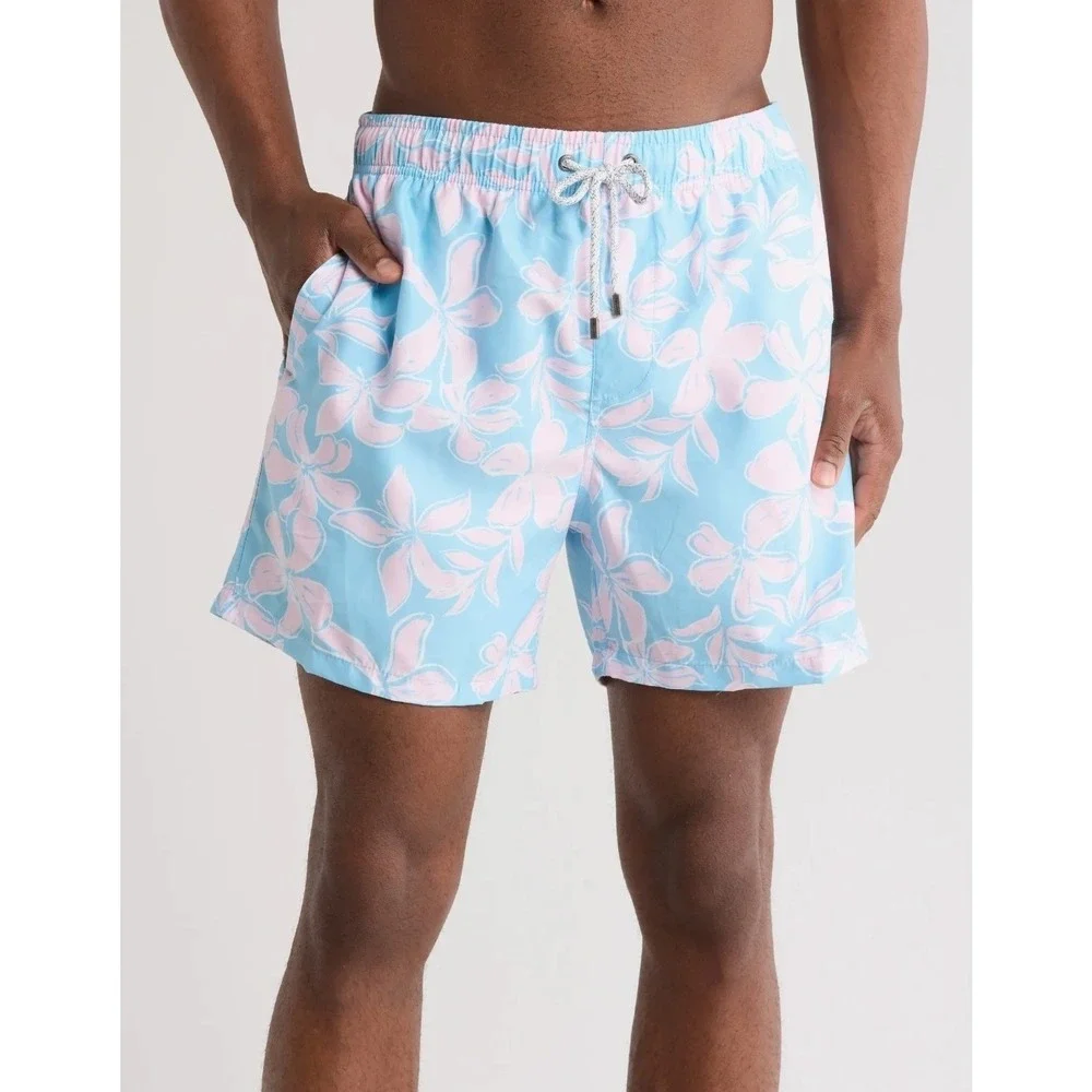The Endless Summer Men's Swim Trunks‎ Blue Pink Floral Size M E30808